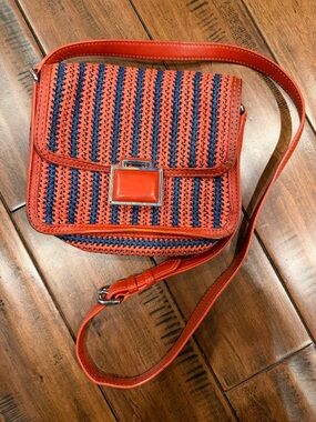 Marc Jacobs Red and Navy Woven Crossbody